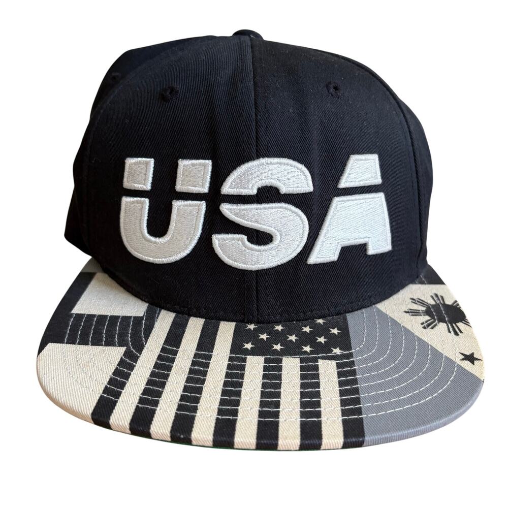 10.Deep Victory USA Flag Black SnapBack Hat Cap Adjustable Flat Brim